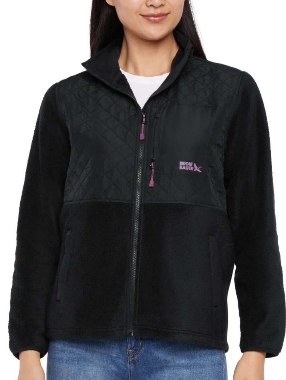 Eddie Bauer Mixed Media Fleece Jacket Size Mediun